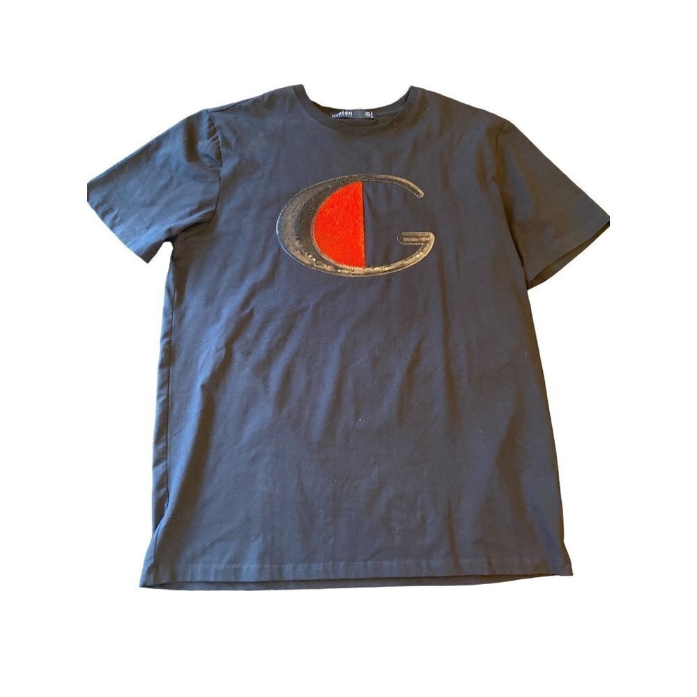 Hudson Outerwear Black Red Sequin Sparkle Gangster T Shirt‎ Size X Large